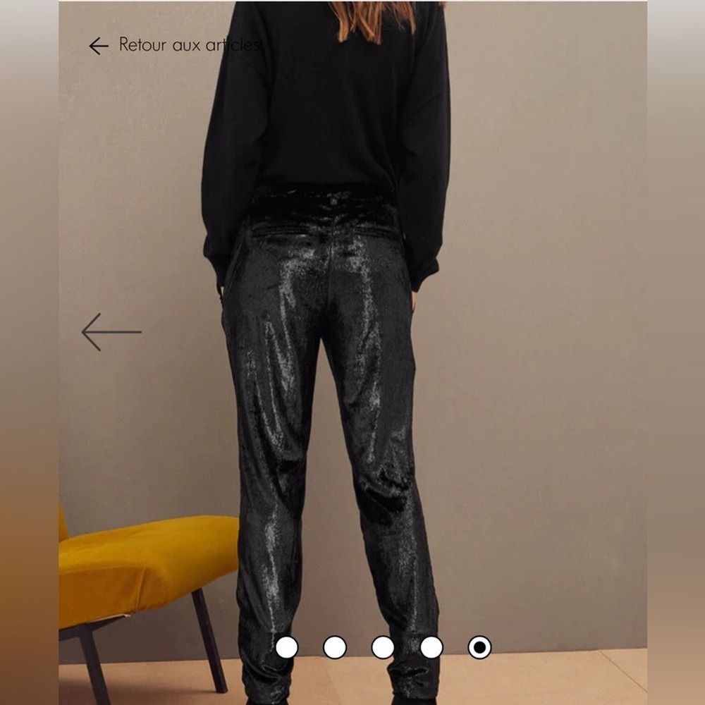 ba&sh Kodi Noir Pants Women's size 4 Glitter Shimmer Sparkles Night Out - Picture 3 of 16